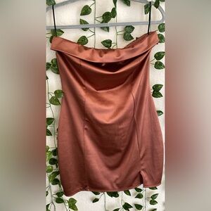Waist Cinching Rose-gold pink Off-Shoulder Dress